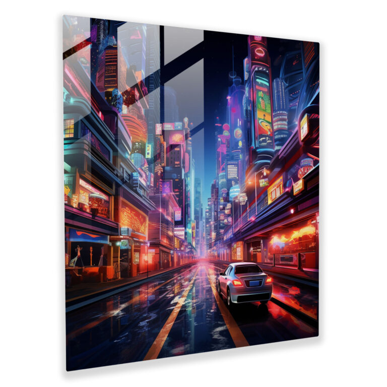 Glasbild Mitternachtsneon - Mitternacht Glasbild Glas-Kunst Glaswandkunst