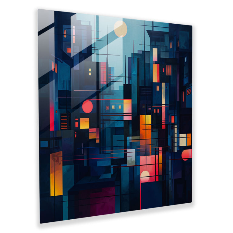 Mitternachts Geometrische Glas Kunst - Moderne Kunst Struktur Glasbild