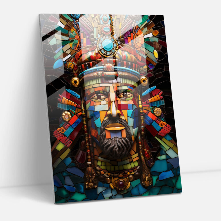 Inka Kaiser Mosaik Glasbild - Maya legendärer Inka Kaiser Mosaik Glaskunst