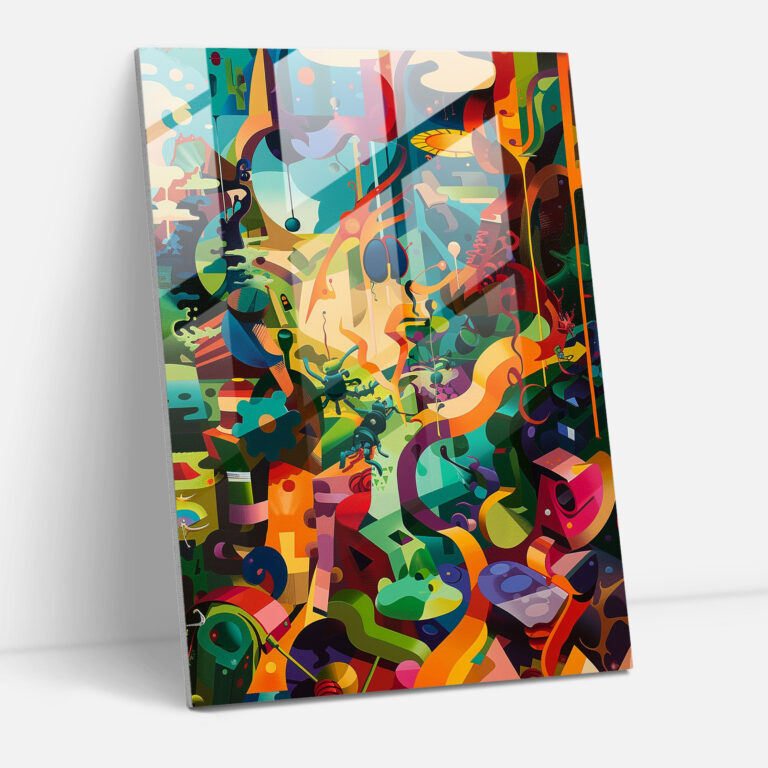 Mannerism Glasbild: Verspielte Schönheit - Mannerismus verspielt lebendige Farben Glasbild