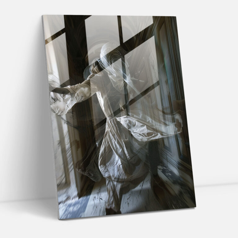 Glasbild: Geheimnisvolle Faszination - Mannerismus Wohnaccessoire Wanddekoration verdrehte Posen