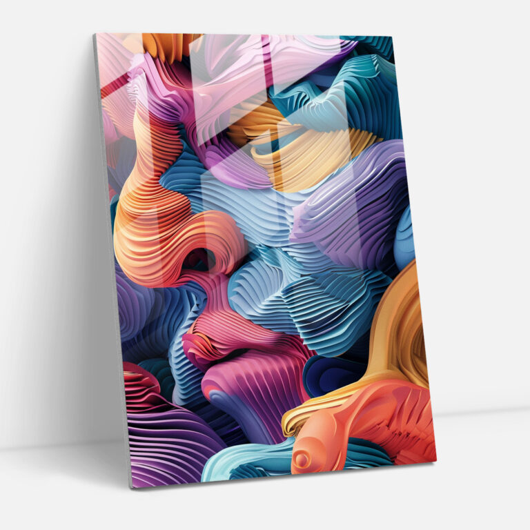 Glasbild mit lebhaften Verdrehungen - Manierismus Glasbild Moderne Kunst Glaswandkunst