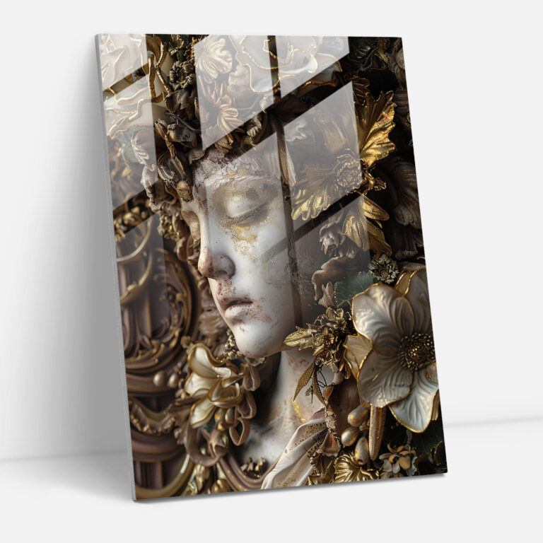 Glasbild mit kunstvollen Details - Manierismus Glas-Kunst Moderne Kunst Wohnkultur
