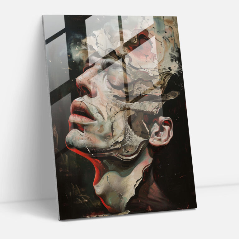 Glasbild mit übertriebenen Perspektiven - Manierismus Glasbild Glaskunst Moderne Kunst.