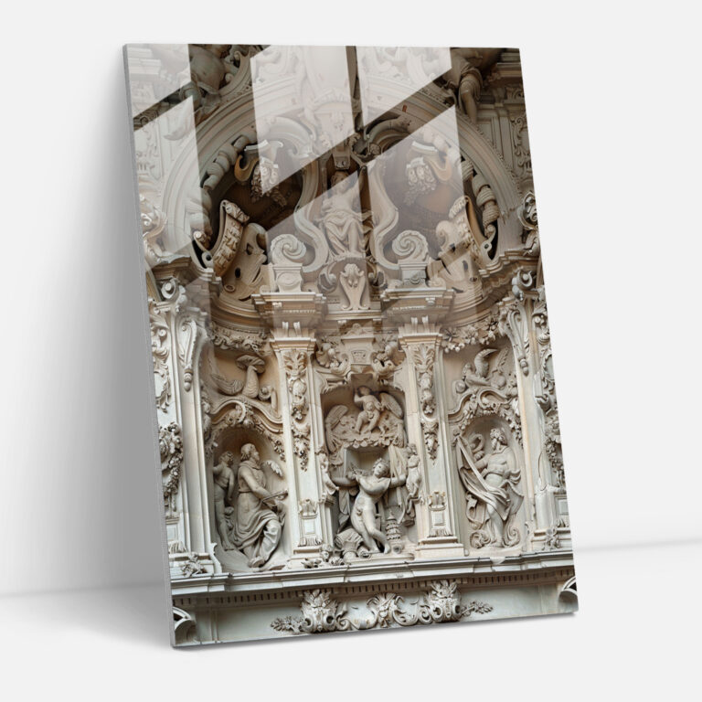 Wanddekoration im Manierismus-Stil - Verzierte Renaissance-Architektur - Glasbild Wohn-Dekoration Renaissance-Architektur