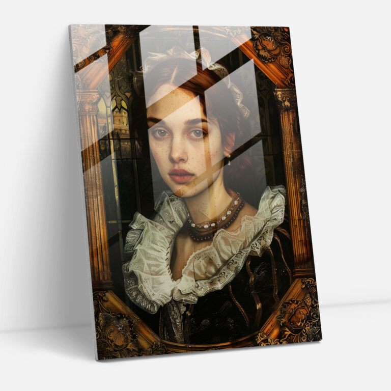 Mannerism Glasbild - Elegantes Porträt einer Adligen - Wanddekoration