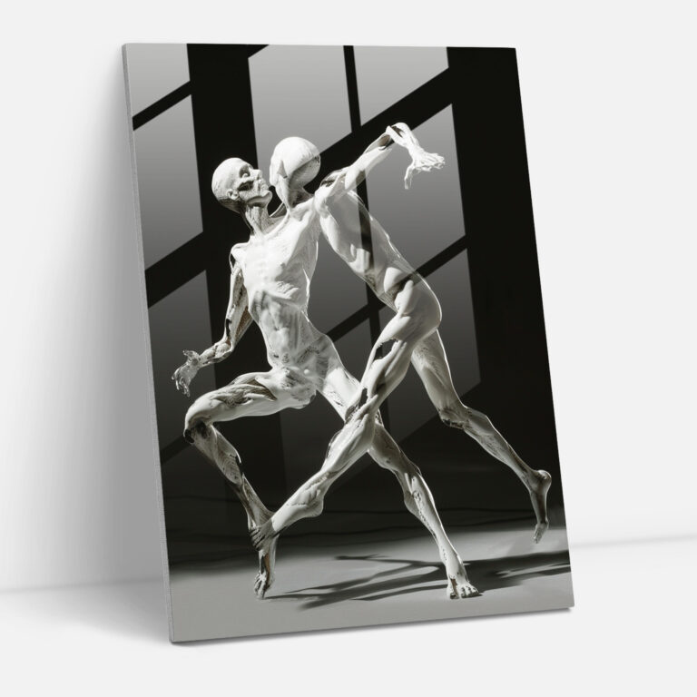 Mannerism Glasbild - Verlängerte Figuren in übertriebenen Posen - Wanddekoration Mannerismus