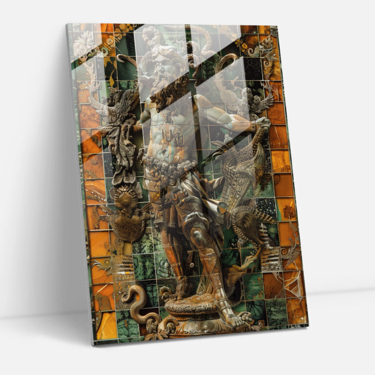 Mannerismus Verzierte Mythologische Glaswandkunst - Dekoration für Zuhause Fantasie Glaswandkunst