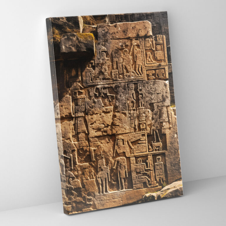 Leinwandbild Inka-Zivilisation - Inka-Hieroglyphen Wandkunst - Maya Leinwand Inka-Zivilisation Inka-Schriftsprache