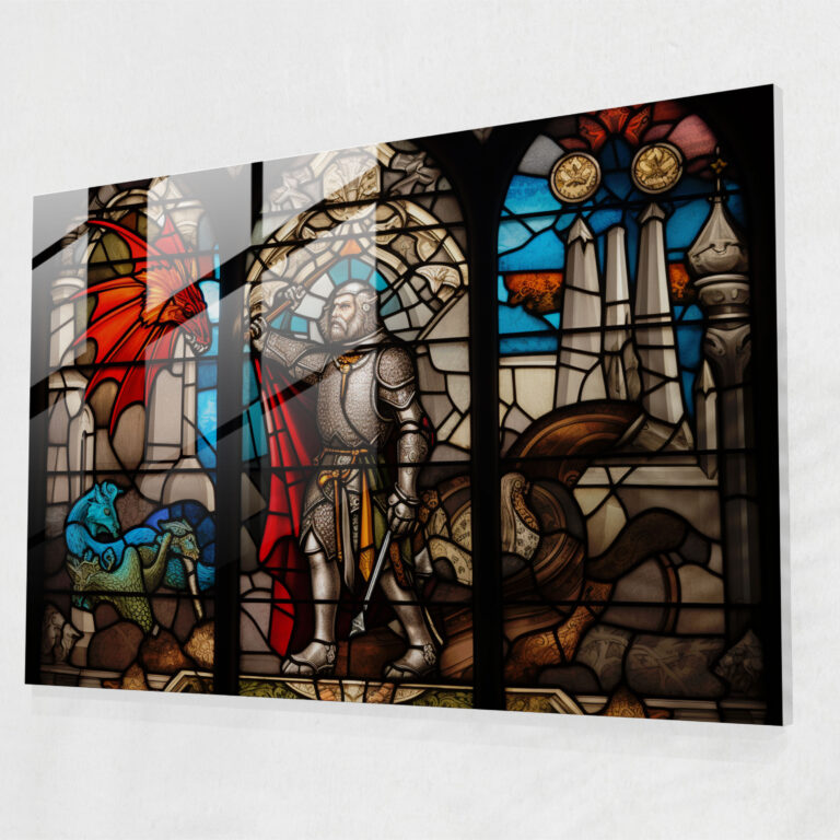 Glasbild Mittelalter - Mittelalter Wanddekoration Glaskunst Ritter