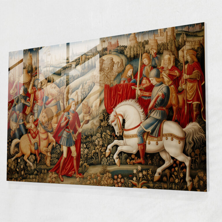 Glasbild Mittelalterliche Schlacht - Mittelalter Glasbild Ritter
