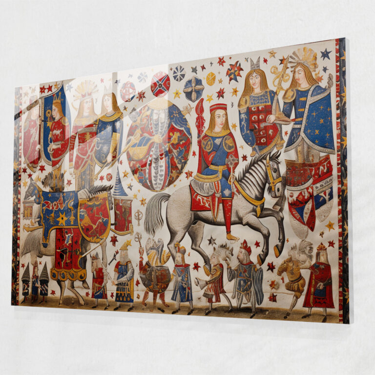 Mittelalterliches Mosaikglas Wandkunst - Mittelalter Glas Kunst Handwerk Heraldische Symbole