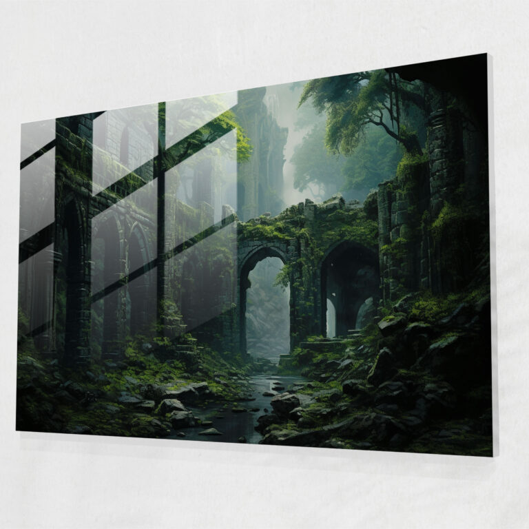 Glasbild Ruinen eines mittelalterlichen Schlosses - Mittelalter Glasbild moderne Kunst