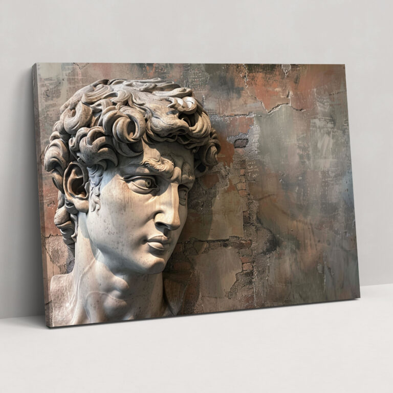 Michelangelo Ikonische Skulptur Wandkunst - Wanddekoration aus Leinwand für Zuhause
