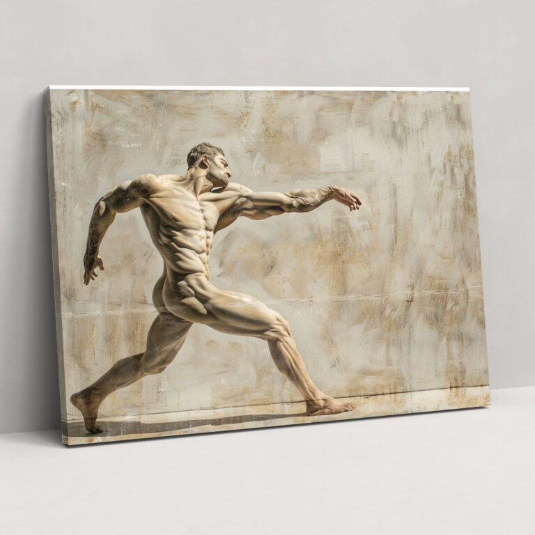 Leinwandbild Muskelmann Michelangelo - Wandkunst Wanddekoration Leinwandbild