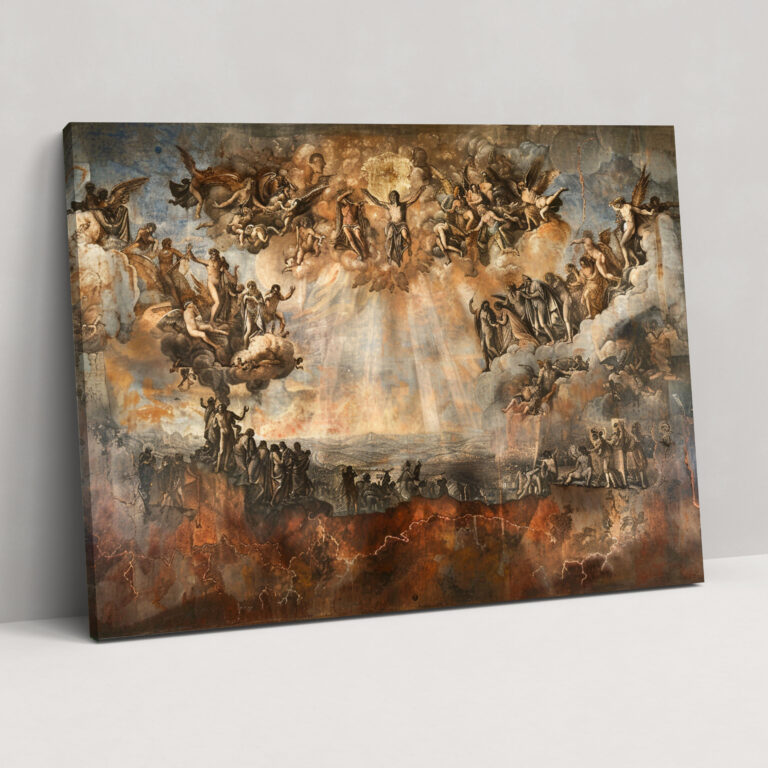 Michelangelo Letztes Gericht Wandkunst - Michelangelo Wohndeko Leinwand Wandkunst