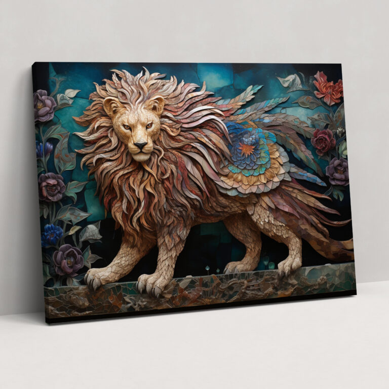 Mittelalterliches Mosaik Wandkunst - Mittelalter Leinwandbild florale Muster