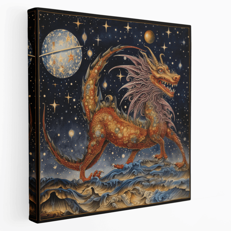 Leinwandbild Mystischer Drachen-Manuskriptdruck