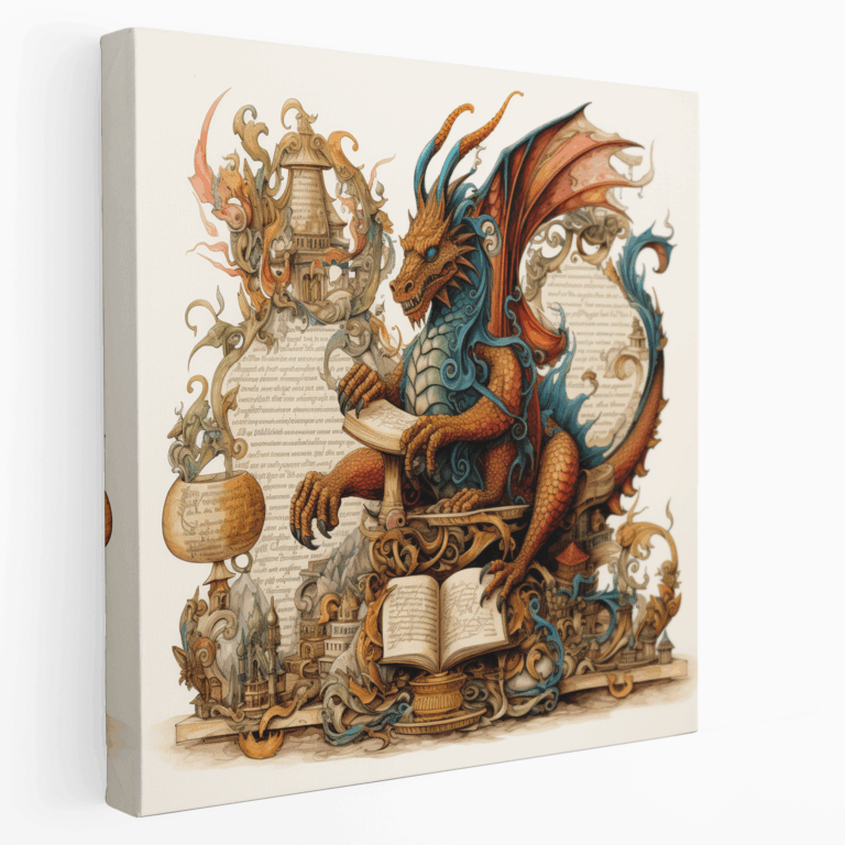 Drachen Leinwandbild mittelalterliches Manuskript