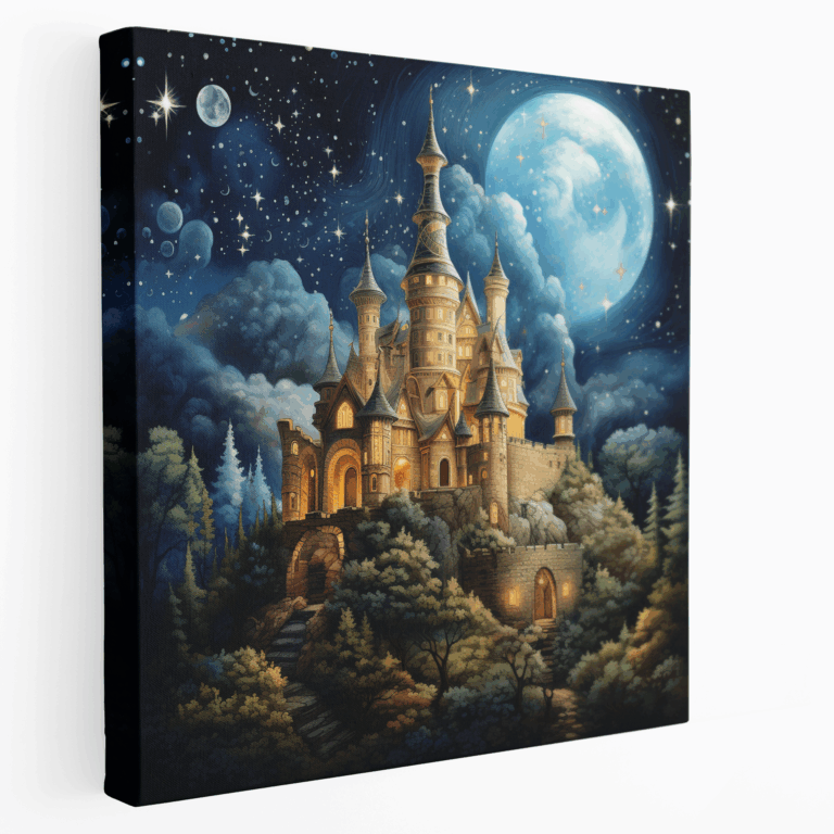 Verspieltes mittelalterliches Schloss Leinwandbild