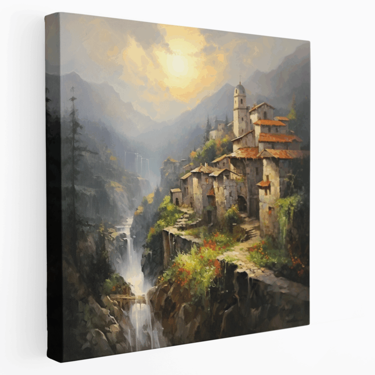 Mystic Mountain Village Leinwandbild