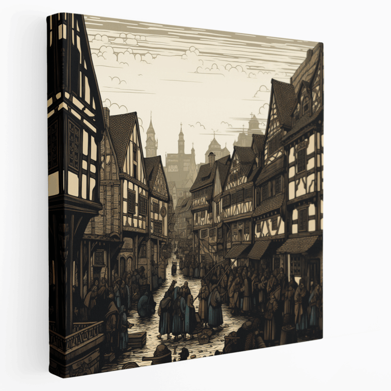 Leinwandbild Mittelalterlicher Marktplatz