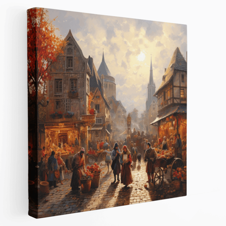Leinwandbild Mittelalterlicher Markt
