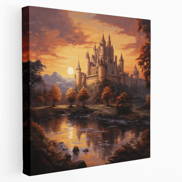 Leinwandbild Schloss im Sonnenuntergang