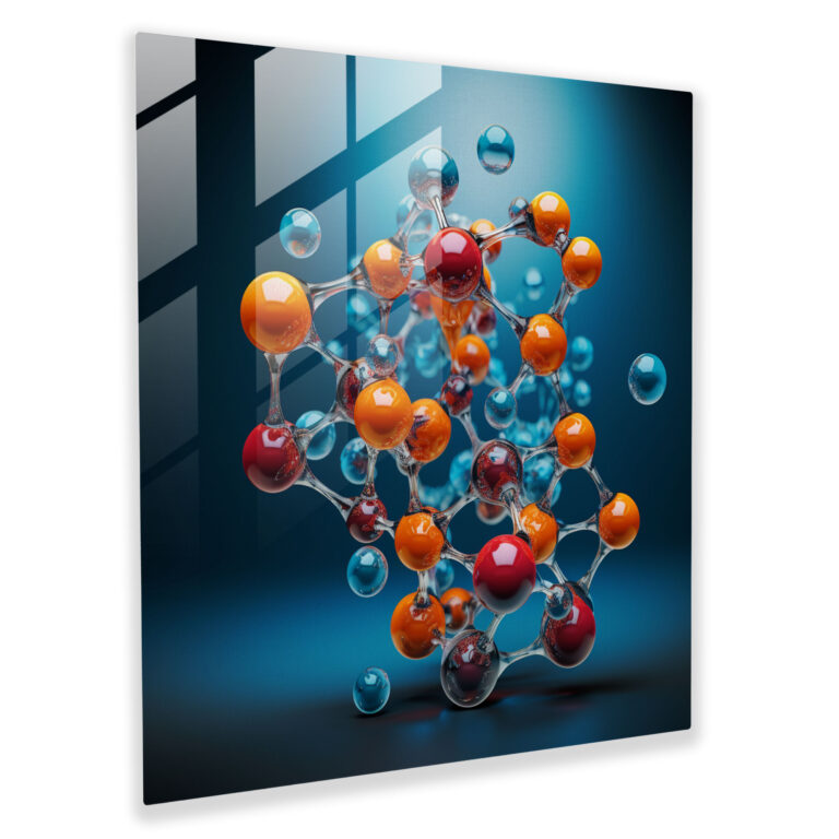 Molekulares Medizin Glasbild - Medizin Wohnaccessoire Wanddekoration