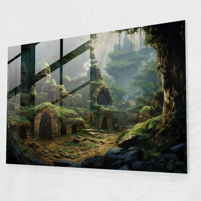 Glasbild Mesolithische Landschaft - Glasbild Wanddekoration