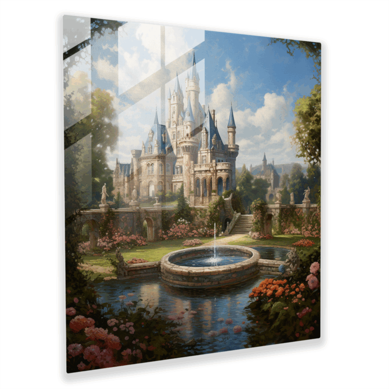 Majestätisches Renaissance-Schloss Glasbild - Wohnaccessoire und Wanddekoration - Glas Wandkunst - Moderne Kunstwerke
