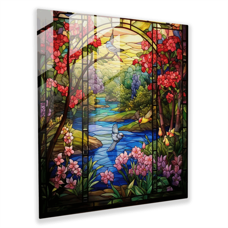 Stimmungsvolles Garten-Glasbild - Wohnaccessoire und Wanddekoration - Kunstdruck aus Glas - Modernes Kunstwerk