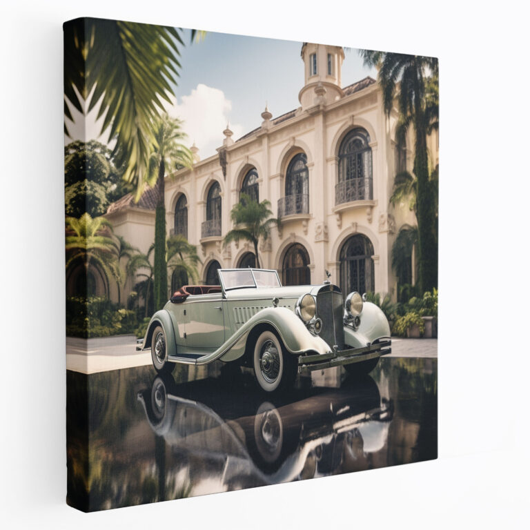 Mercedes Art Deco Leinwandbild - Wandkunst Vintage Auto Wanddekoration