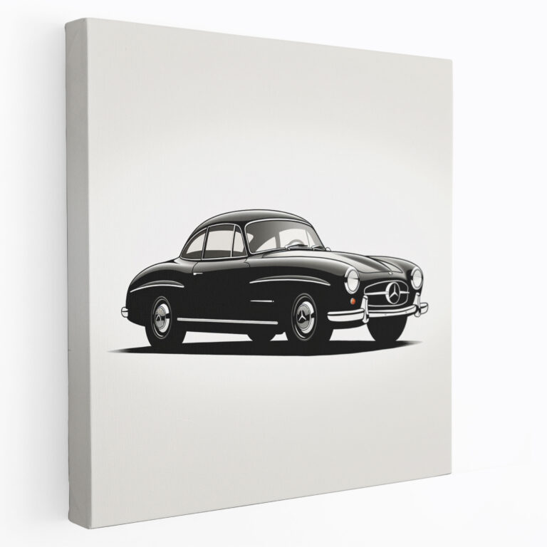 Elegantes Mercedes Leinwandbild - Zuhause Dekoration minimalistisches Design Schwarz und Weiß