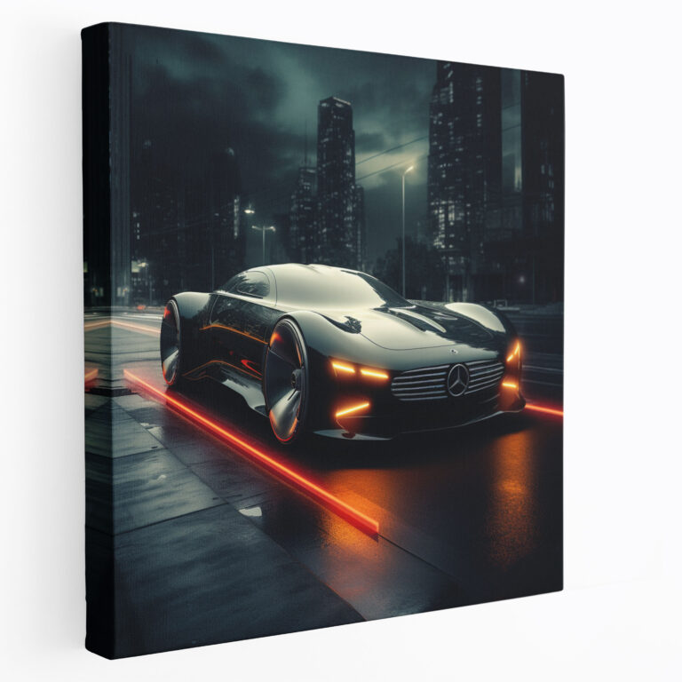 Futuristisches Mercedes Wandkunst - Leinwandbild Glasbild Wanddekoration Elegante Illustration