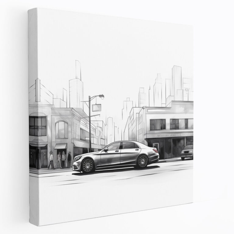 Minimalistisches Mercedes Leinwandbild - Mercedes Leinwandbild Wandkunst elegante Limousine