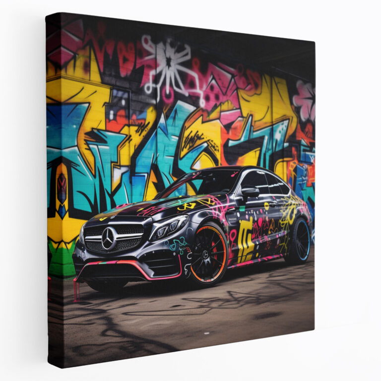 Mercedes Graffiti Leinwandbild - Mercedes Leinwand ikonisches Modell