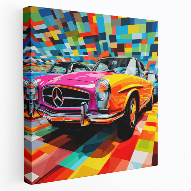 Mercedes Pop Art Leinwandbild - Zuhause Dekoration Mercedes Leinwand Wandkunst