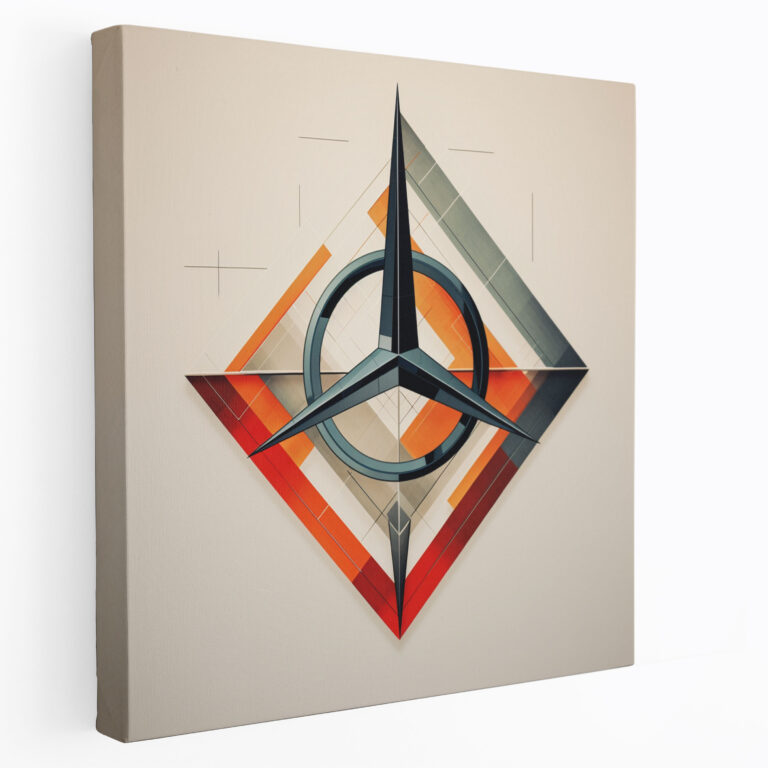 Moderne Mercedes Geometrische Wandkunst - Mercedes Wanddekoration Geometrisches Design Leinwandbild
