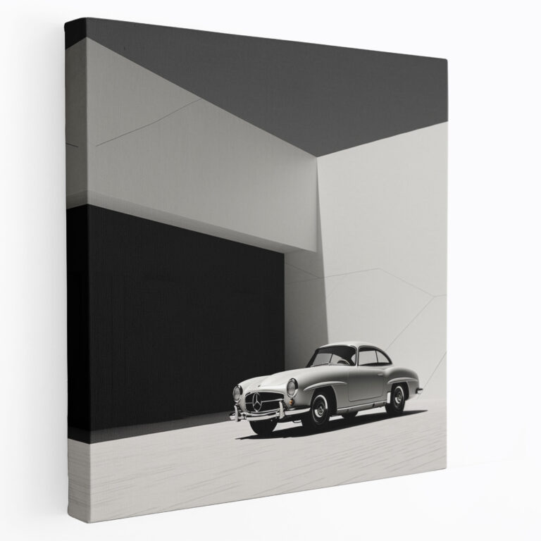Sleekes Mercedes Leinwandbild - Mercedes minimalistische digitale Kunst Wandkunst Wohnkultur