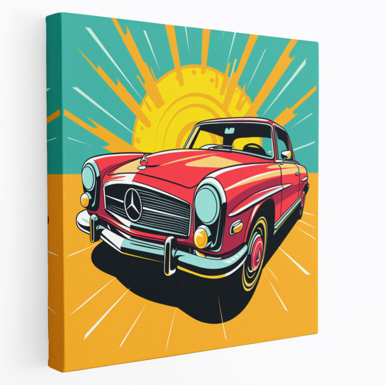 Mercedes Leinwandbild im Retro-Stil - Mercedes Pop Art Wandkunst Wanddekoration