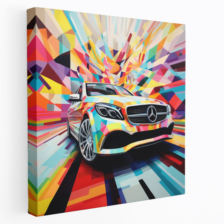 Abstraktes geometrisches Mercedes Leinwandbild - Design Kunst Abstrakte Malerei