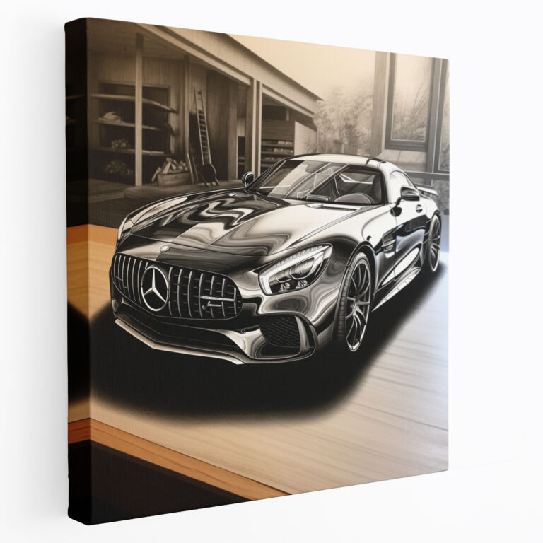 Mercedes Dynamic Kohleskizze Wandkunst - Sportwagen Leinwandbild