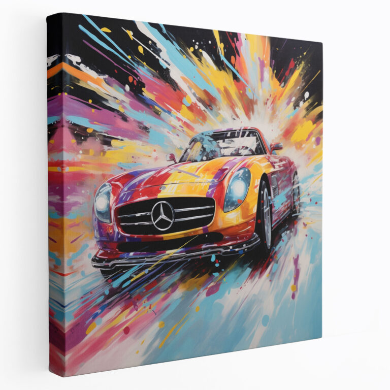 Mercedes Wanddekoration - Abstrakt expressionistisches Gemälde - Leinwanddruck - Mercedes Wandkunst Adrenalin