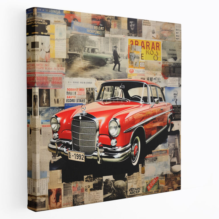 Mercedes Leinwandbild Collage Kunstwerk Wanddekoration Home Decoration Wall Art Canvas