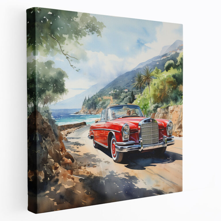 Mercedes Leinwandbild - Malerische Küstenfahrt