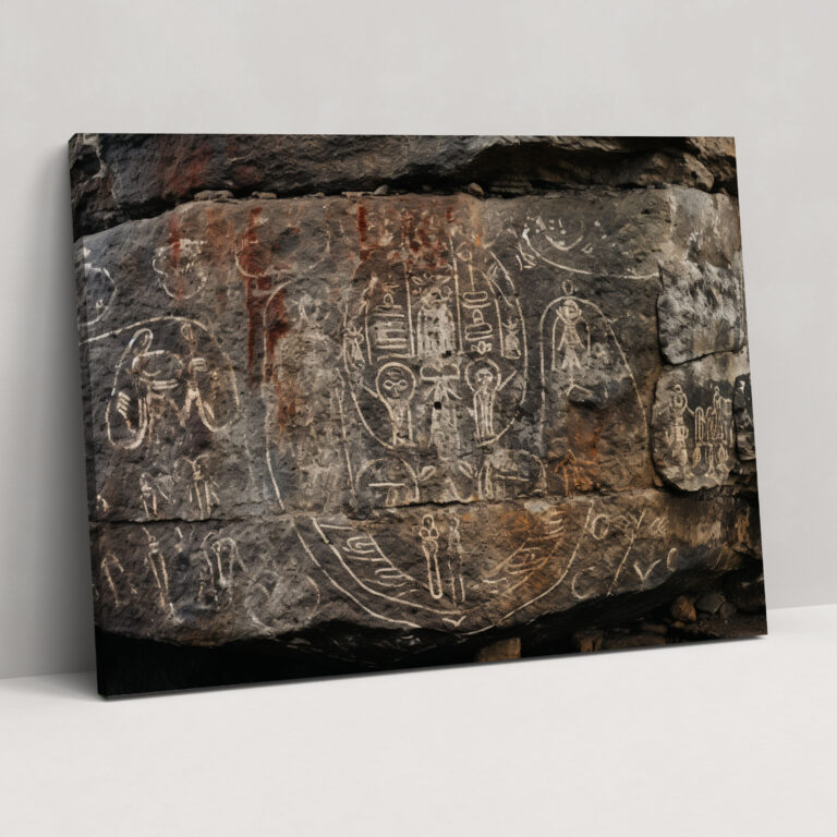 Leinwandbild mit mesolithischen Felsritzungen - Mesolithikum Leinwandbild Wandkunst