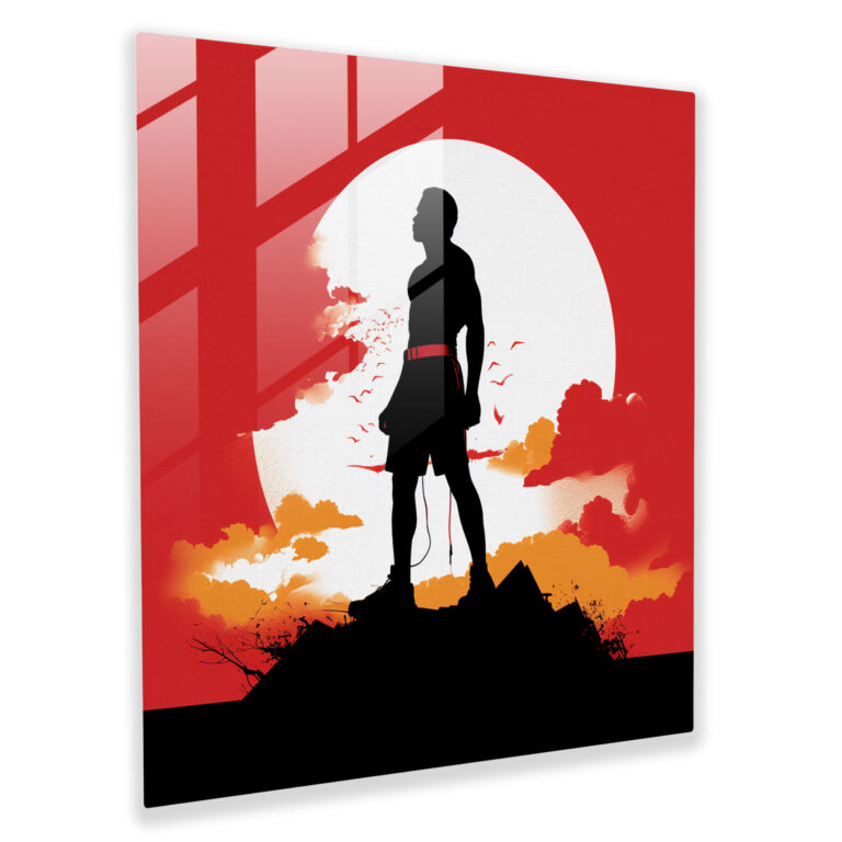 Muhammad Ali Silhouette Glasbild - Boxlegende Glasbild Wandkunst