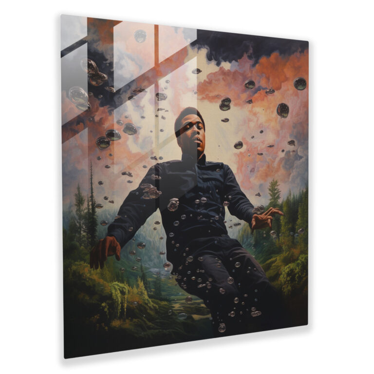 Glasbild Muhammad Ali - Surreales Kunstwerk Glaswandkunst