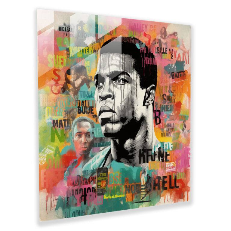 Muhammad Ali Zitat Collage Glasbild - Muhammad Ali Vermächtnis Collage